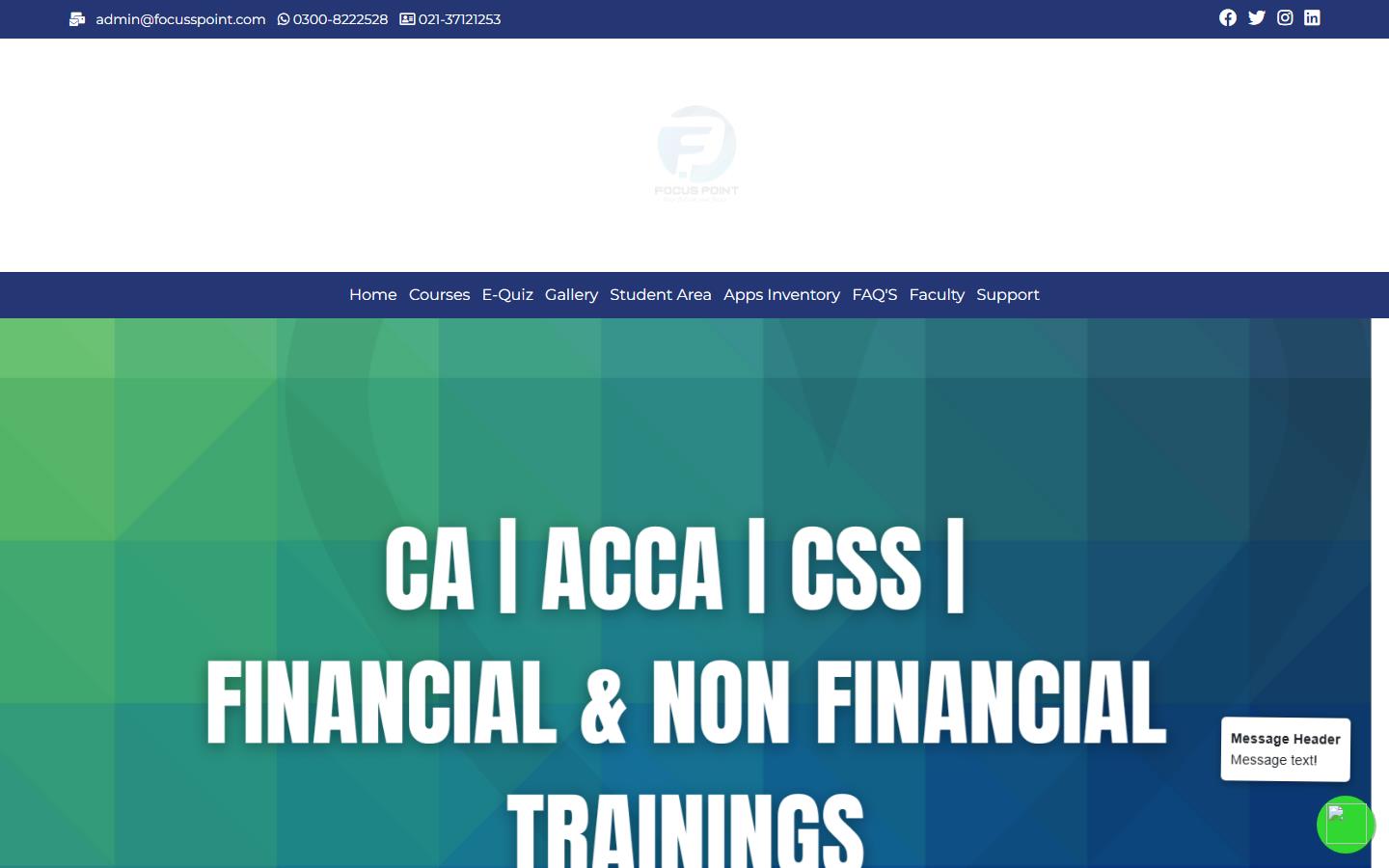 Focuss Point website built by MetOrbix